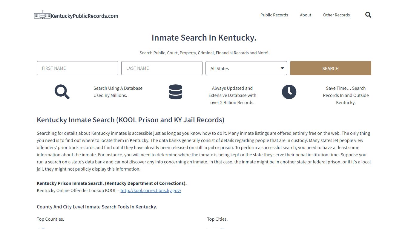 Kentucky Inmate Search: Lookup KY Prison and Jail Records.
